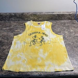NWT Grateful Dead tie dyed yellow ribbed tank top. Fits small. 3x.